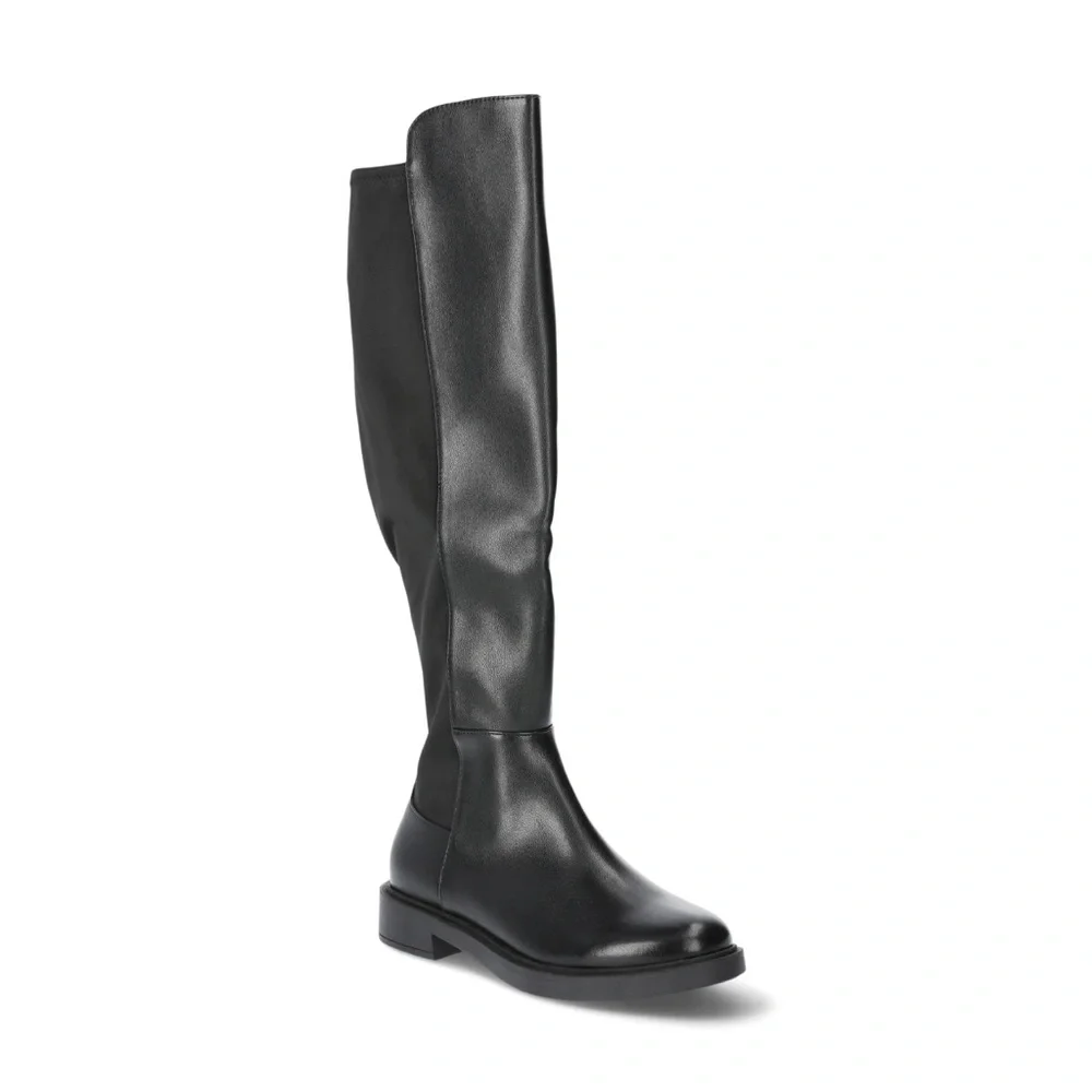 Time and Tru Women's Tall Over The Knee Stretch Black Faux Leather Boots NWT 8WW